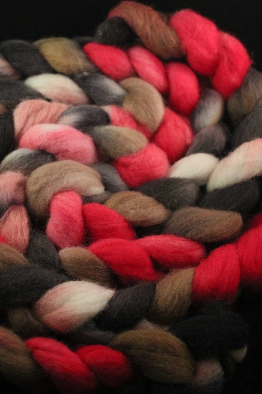 Texel Wool Roving - Hand Dyed Fibre for Spinning 100g - Krakatoa